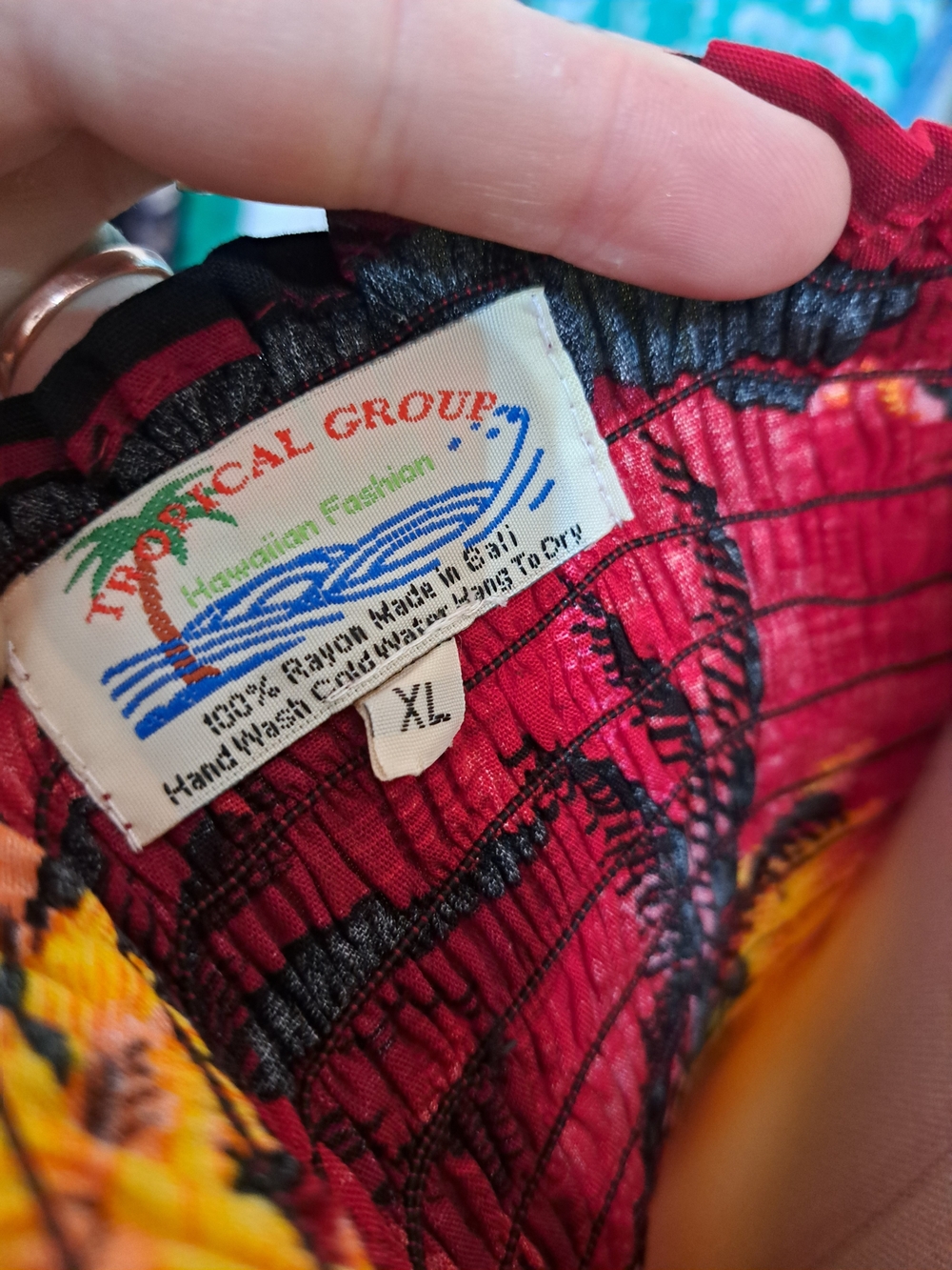 Sunset Spell Tropical Halter Dress | Red Palm Print Maxi Dress XL - Picture 5 of 5